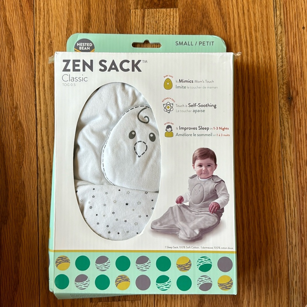 NIB - Nested Bean - Zen Sack Classic - Small - 0 to 6 Months - Stardust Grey